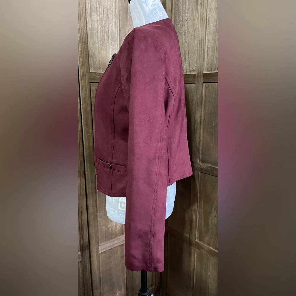 NWT Haute Monde Los Angeles Ladies’ Burgundy Suede Jacket. - Picture 5 of 9
